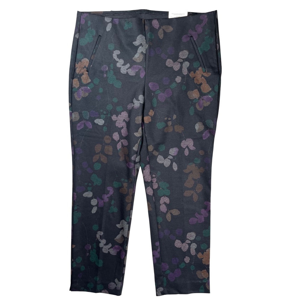 New Chicos Juliet Ankle Pants Women 16 Black Floral So Slimming Serenade Springs